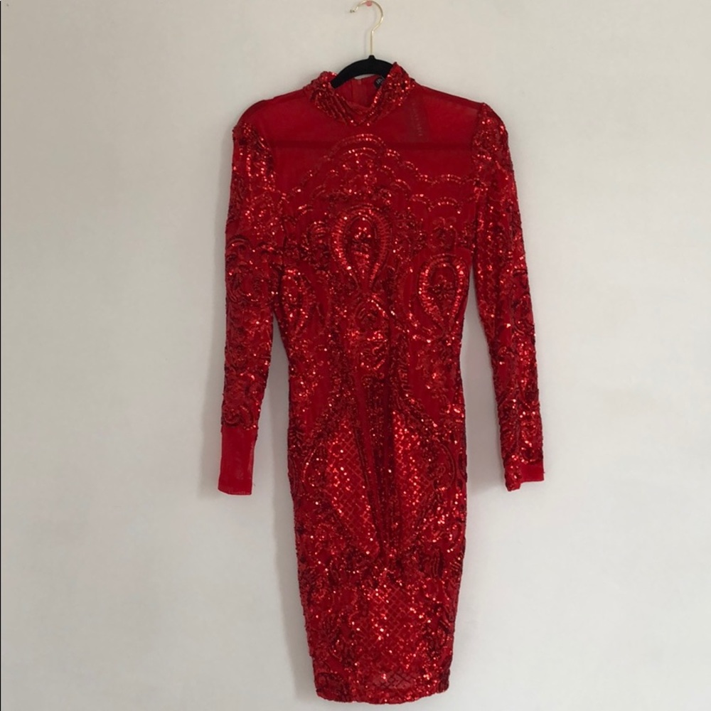 Sexy red Fashion Nova sequin dress